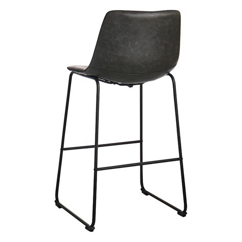 Crosby St Drake Modern Faux Leather Industrial Barstool Dark Grey