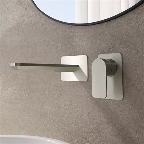 Miscelatore Lavabo A Muro Canna 20 Cm Spazzolato Fusion