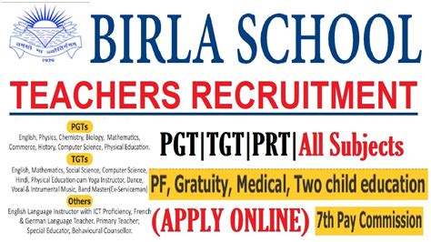 ALL SUBJECTS PGT TGT PRT TEACHERS RECRUITMENT 2024 6 BIRLA SCHOOL