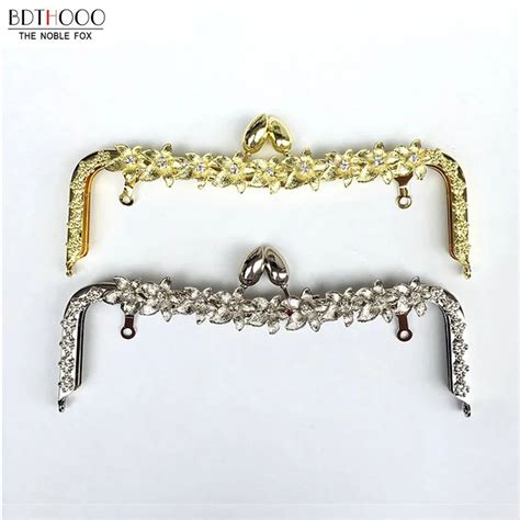 22cm Metal Purse Frame Handle Kiss Clasp Lock Silver BlossomTone For