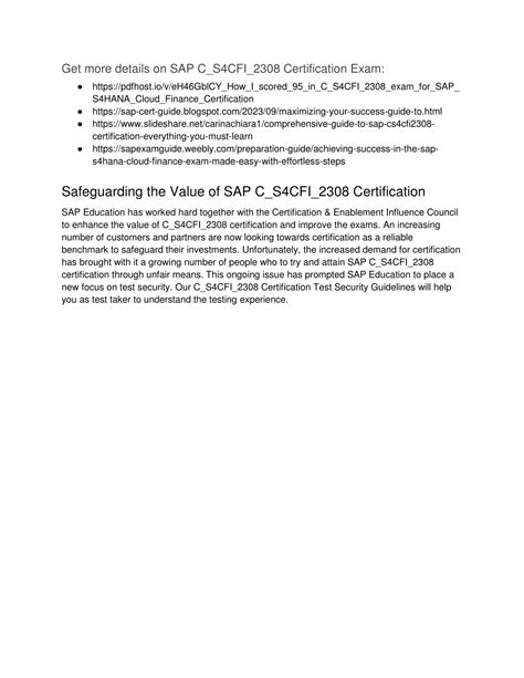 PPT SAP C S4CFI 2308 Certification Description PowerPoint