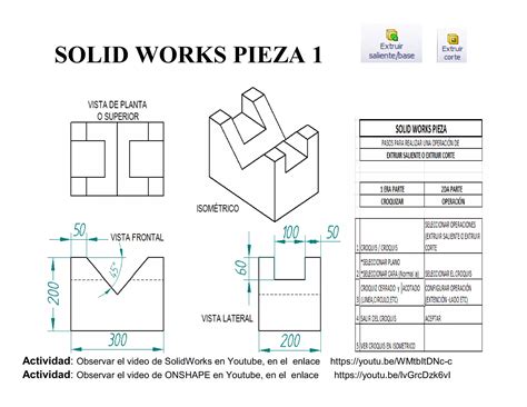 Pieza Y B Sica Solidworks Onshape Extruir Saliente Y Corte Pdf