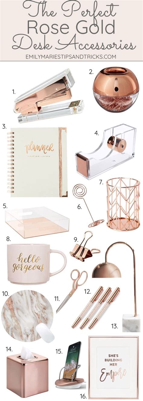 The Perfect Rose Gold Desk Accessories - Emily Marie's Tips & Tricks ...