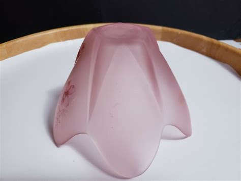 Vintage Viking Pink Satin Frosted Glass Blossom Decorated Etsy