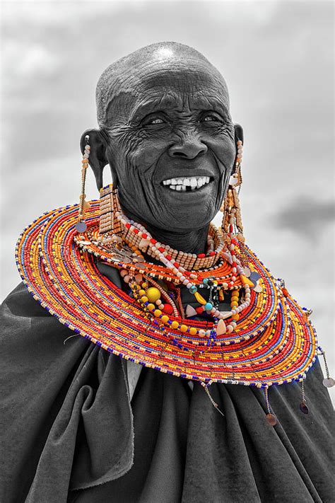 Maasai Woman In Selective Color Photograph By Kay Brewer