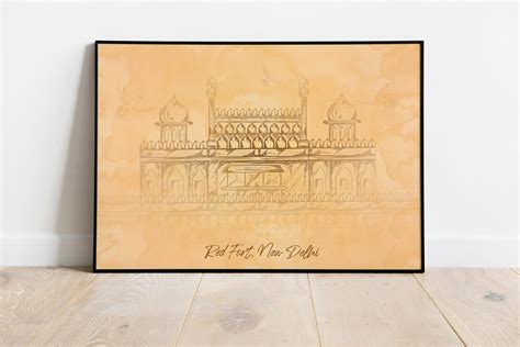 Pencil Sketch of Red Fort in New Delhi Indian Travel Poster - Etsy