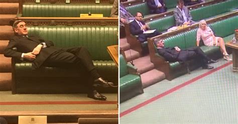 Disrespectful Jacob Rees Mogg Lounges On Frontbench During Brexit