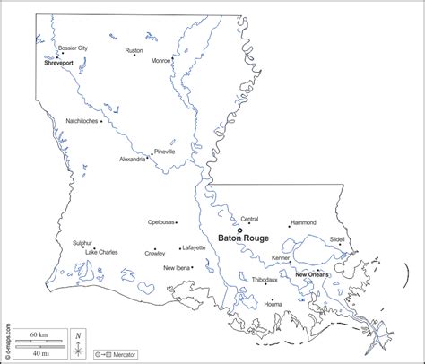 Louisiana Map Outline Image | IUCN Water