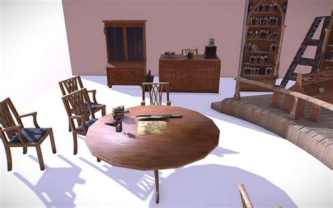 3d Model Medieval Library Model Pack Pbr Vr Ar Low Poly Cgtrader