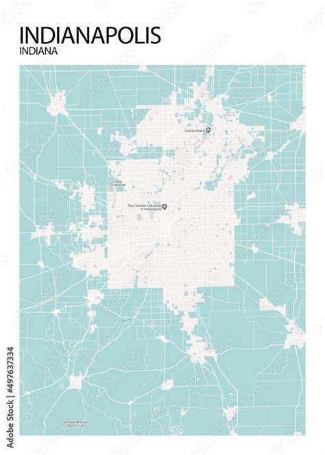 Poster Indianapolis - Indiana map. Road map. Illustration of ...