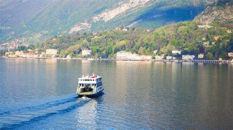 Ferry At Como Lake, Italy, Bellagio, Tremezzo Stock Image - Image of ...