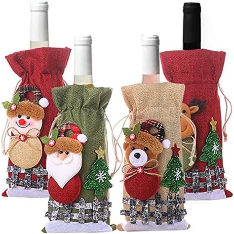 Amazon Hying 4 PCS Christmas Wine Bottle Cover Bags Christmas