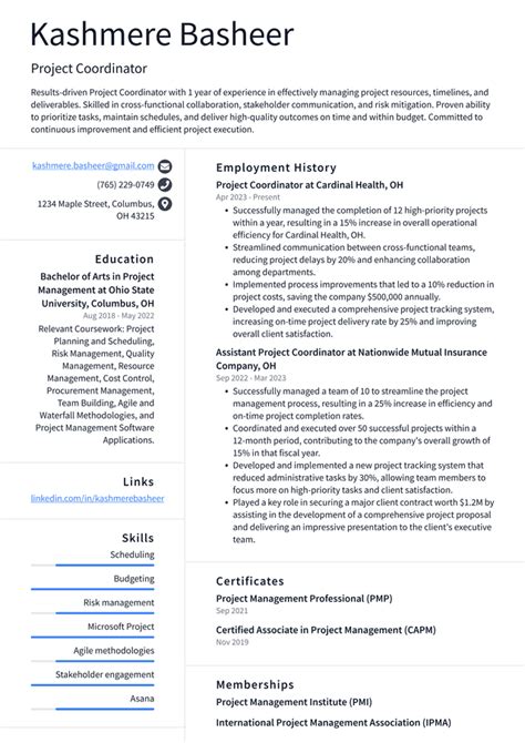 Pinterest Project Coordinator Resume Examples ResumeCat