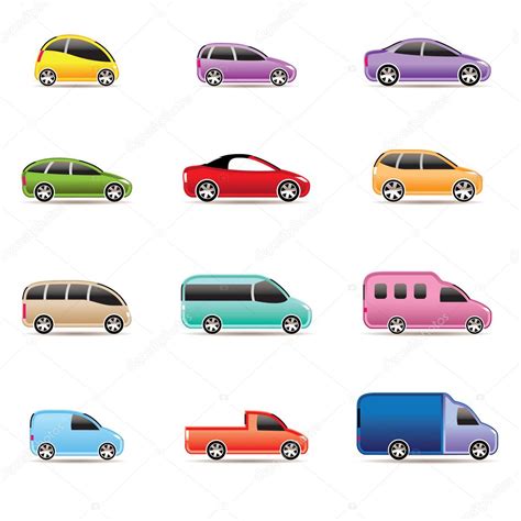 Different types of cars icons — Stock Vector © stoyanh #5353354