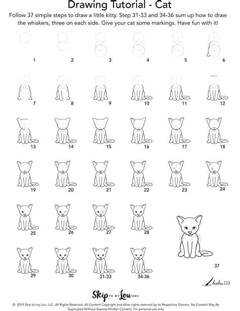 How to Draw a Cat Easy Drawing Tutorial | Skip To My Lou