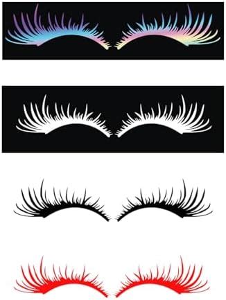 Amazon 4 Pairs 4 Colors PVC Eyelash Car Stickers Car Headlight