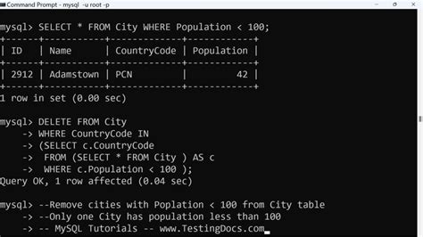 Delete Rows In A Table Using Subquery