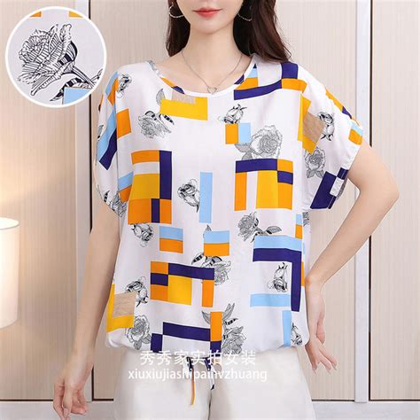 Summer Thin Cotton Silk Short Sleeved Shirt Womens Loose Top Summer Fat Mm Plus Fat Casual