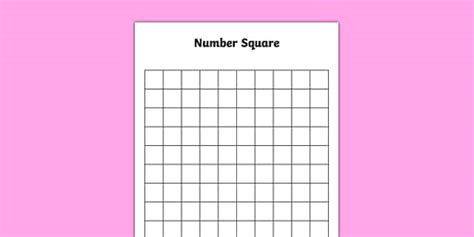 Free Printable Number Squares To 100