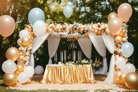 a wedding ceremony with gold and white balloons. AI-Generated 31291982 ...