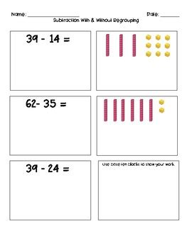 Subtraction Using Base Ten Blocks Unit #2 (with and without regrouping)