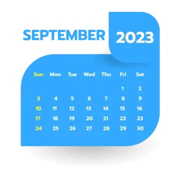 Plantilla De Diseño De Calendario De Septiembre De 2023 Vector PNG