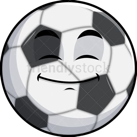 Happy Looking Soccer Ball Emoji Cartoon Clipart Vector - FriendlyStock