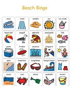 Beach Bingo By Visual Thinkers TPT Worksheets Library