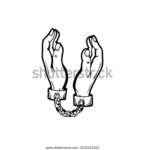 Vector Illustration Hands Handcuffs Stock Vector Royalty Free