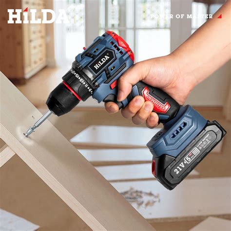 HiLDA 21V Cordless Drill Set Recarreg Vel Multi Funcional Alta Pot Ncia