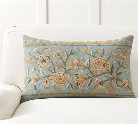 Kensley Embroidered Lumbar Pillow Cover Pottery Barn