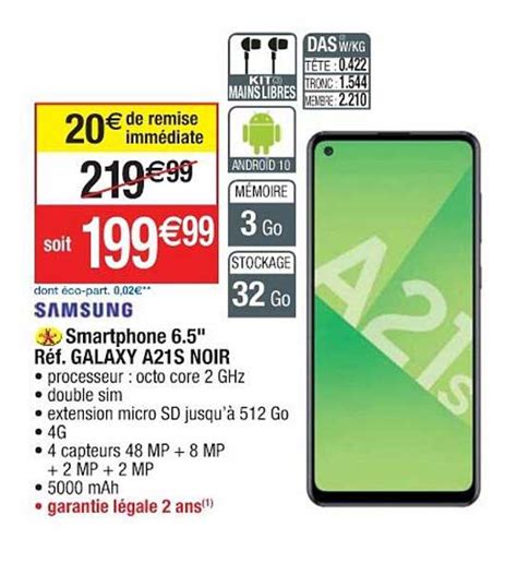 Promo Smartphone Samsung Galaxy A S Noir Chez Cora Icatalogue Fr