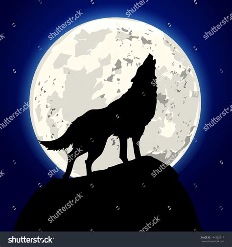 Detailed Illustration Howling Wolf Front Moon Stock Vector (Royalty Free) 144293917 | Shutterstock