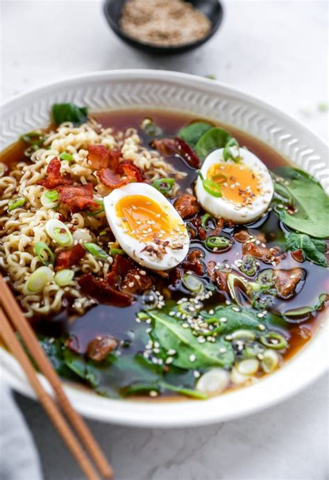 Homemade Ramen With Bacon And Soft Boiled Eggs