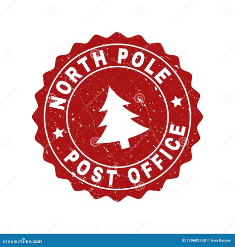 NORTH POLE POST OFFICE Scratched Stamp Seal with Fir-Tree Stock Vector ...