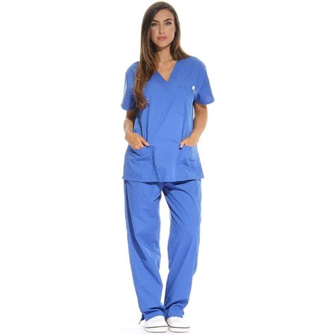 Just Love Womens Medical Scrubs Six Pocket Set With Comfortable V Neck And Cargo Pant Royal