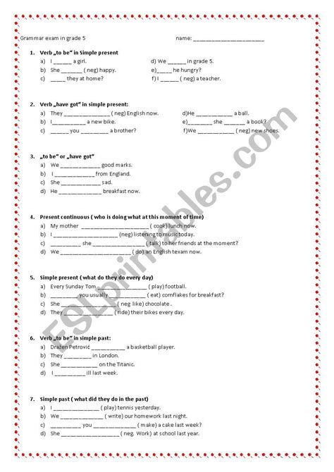 English Grammar Worksheets For Grade 5 Pdf Worksheet English Grammar