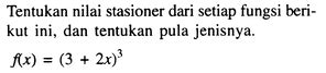 Tentukan Nilai Stasioner Dari Setiap Fungsi Berikut Ini