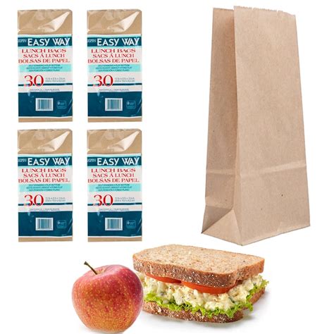 120 Pc Lunch Bag Brown Paper Bags Sandwich Container Snack Food Grocery