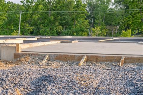 premium photo  foundation poured    house building ground site