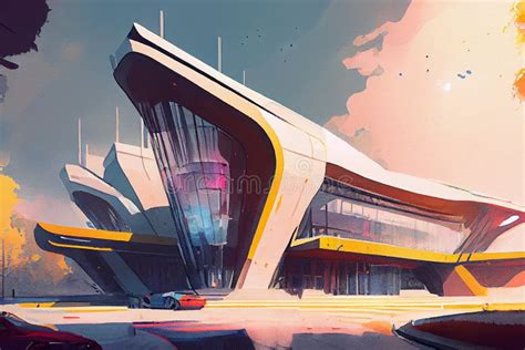 Futuristic School Building, Generative Ai Illustration. Futuristic ...