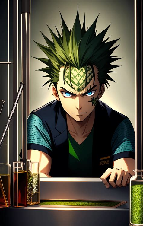 A close up of a person with a green hair and a green shirt - SeaArt AI