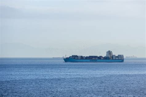 Large Container Ship Owned By Maersk Line At Sea Editorial Photo