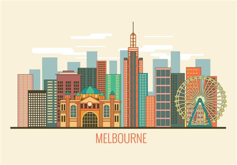 Cityscape Image Of Melbourne Australia Vector 164251 Vector Art At Vecteezy