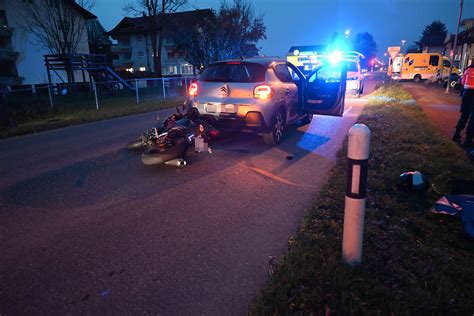 Haag Auffahrkollision Zwischen Motorrad Und Auto Sg Ch