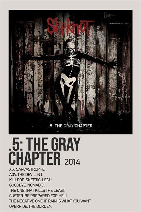 5 The Gray Chapter By Slipknot Minimalist Album Poster Slipknot