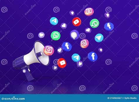 Megaphone With Round Button Social Media Icons Social Media Marketing