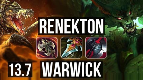 Renekton Vs Warwick Top 7 Solo Kills 900k Mastery 300 Games Tr