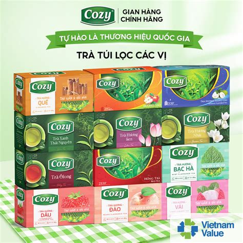 Trà Túi Lọc Cozy Các Vị, Trà Ô Long, Xanh, Nhài, Gừng, Hồng Trà, Sen ...