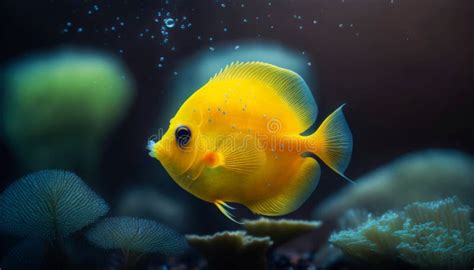 Dazzling Yellow Angel Fish In The Vivid Reef S Underwater Wonderland